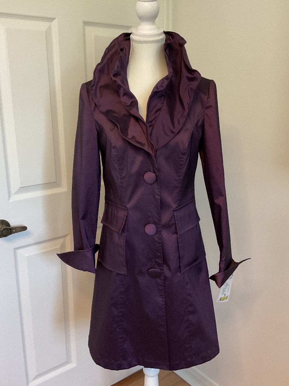 💐NWT💐 Joseph Ribkoff Purple Ruffled Wired Collar Jacket - size 8